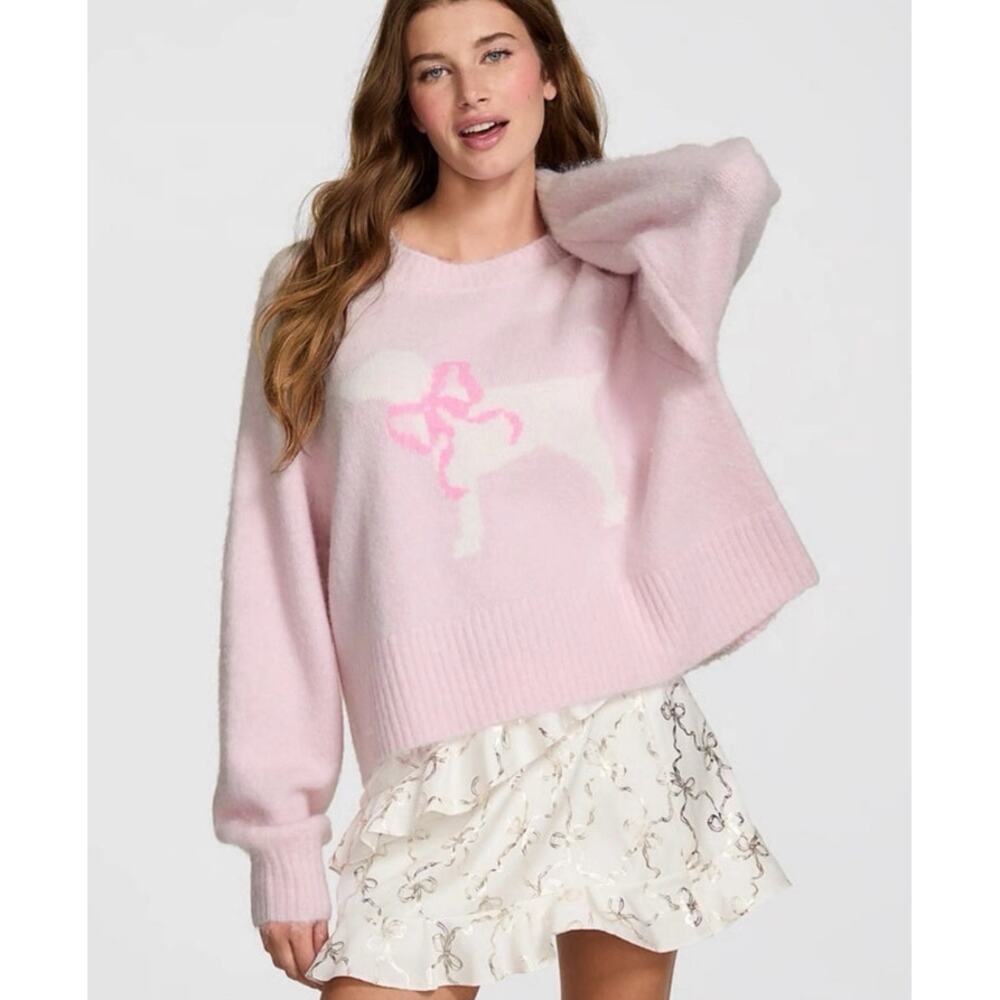 NWT PINK X LoveShackFancy Boxy Sweater Size Small
